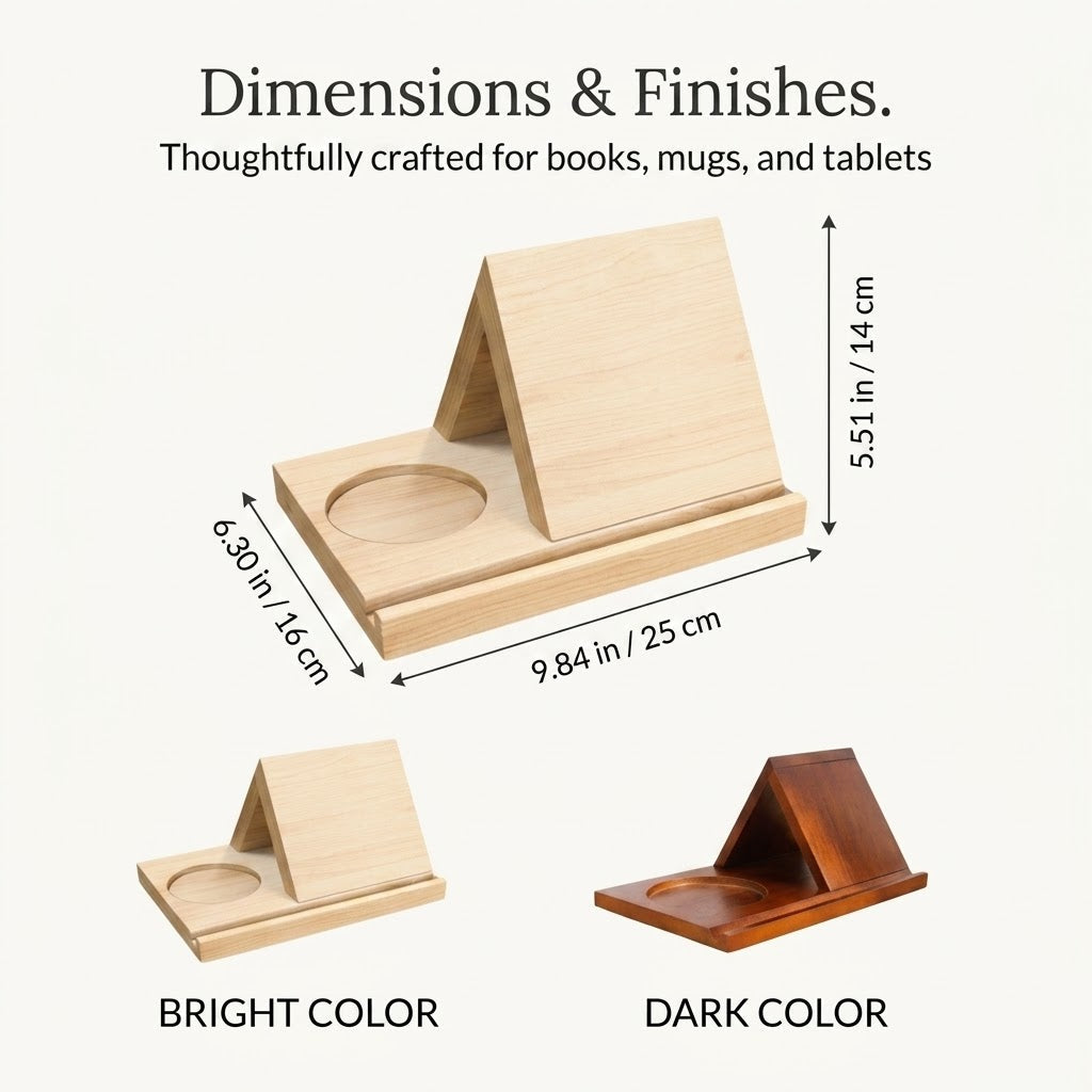 Triangle Wooden Book Holder, Solid Wood Book Rest, By1994