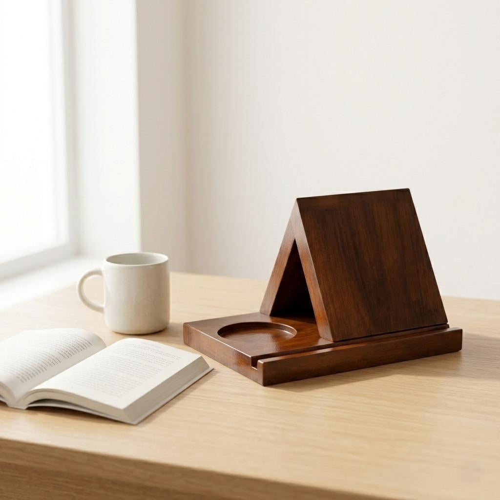 Triangle Wooden Book Holder, Solid Wood Book Rest, By1994