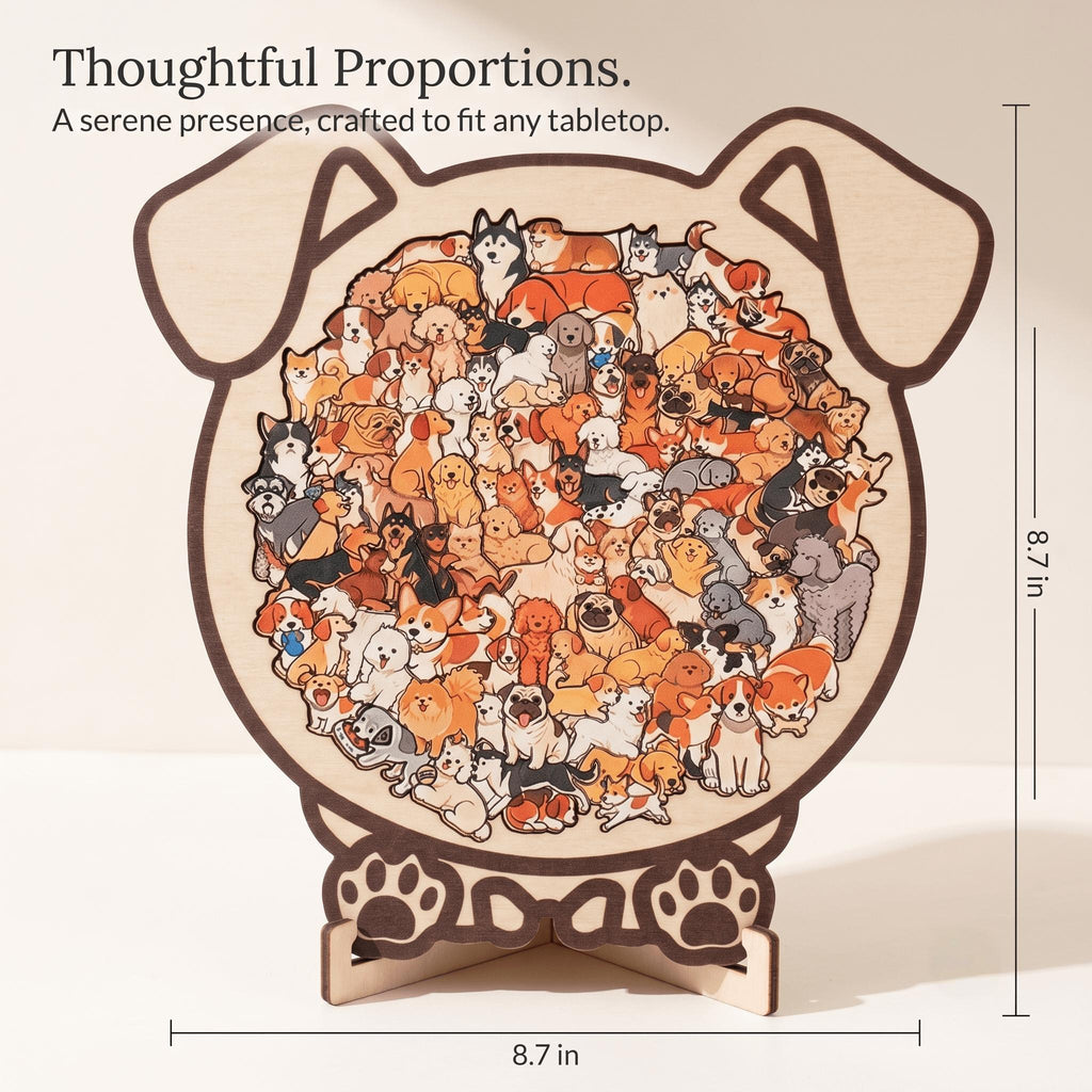Wooden Animal Jigsaw Puzzle, Freestanding Tabletop Display, Dog Cat Bear Silhouettes By1994