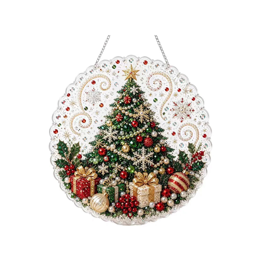 Christmas Pearl Bead Suncatcher DIY Kit, 3D Bead Art with Chain, Holiday Decor By1994