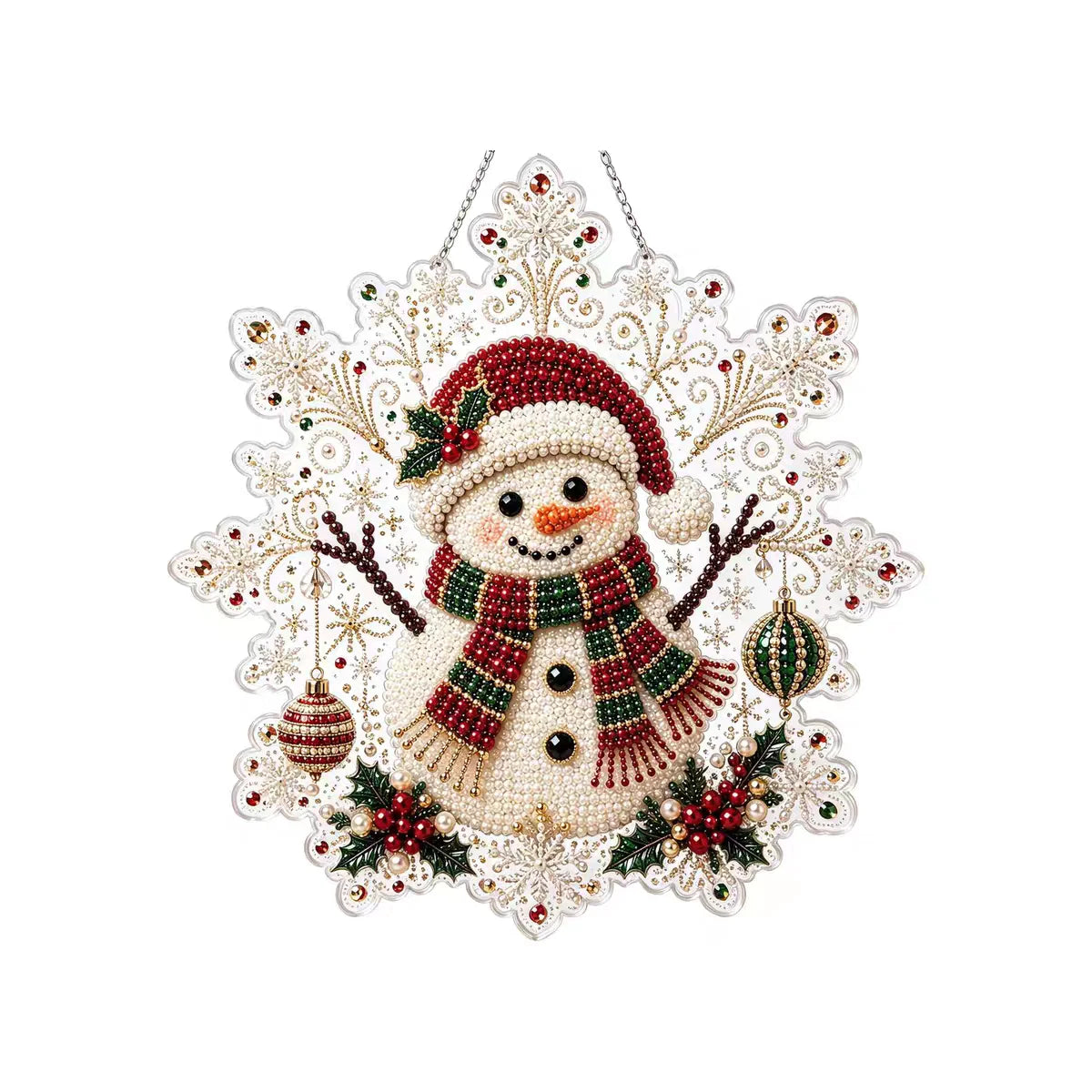 Christmas Pearl Bead Suncatcher DIY Kit, 3D Bead Art with Chain, Holiday Decor By1994
