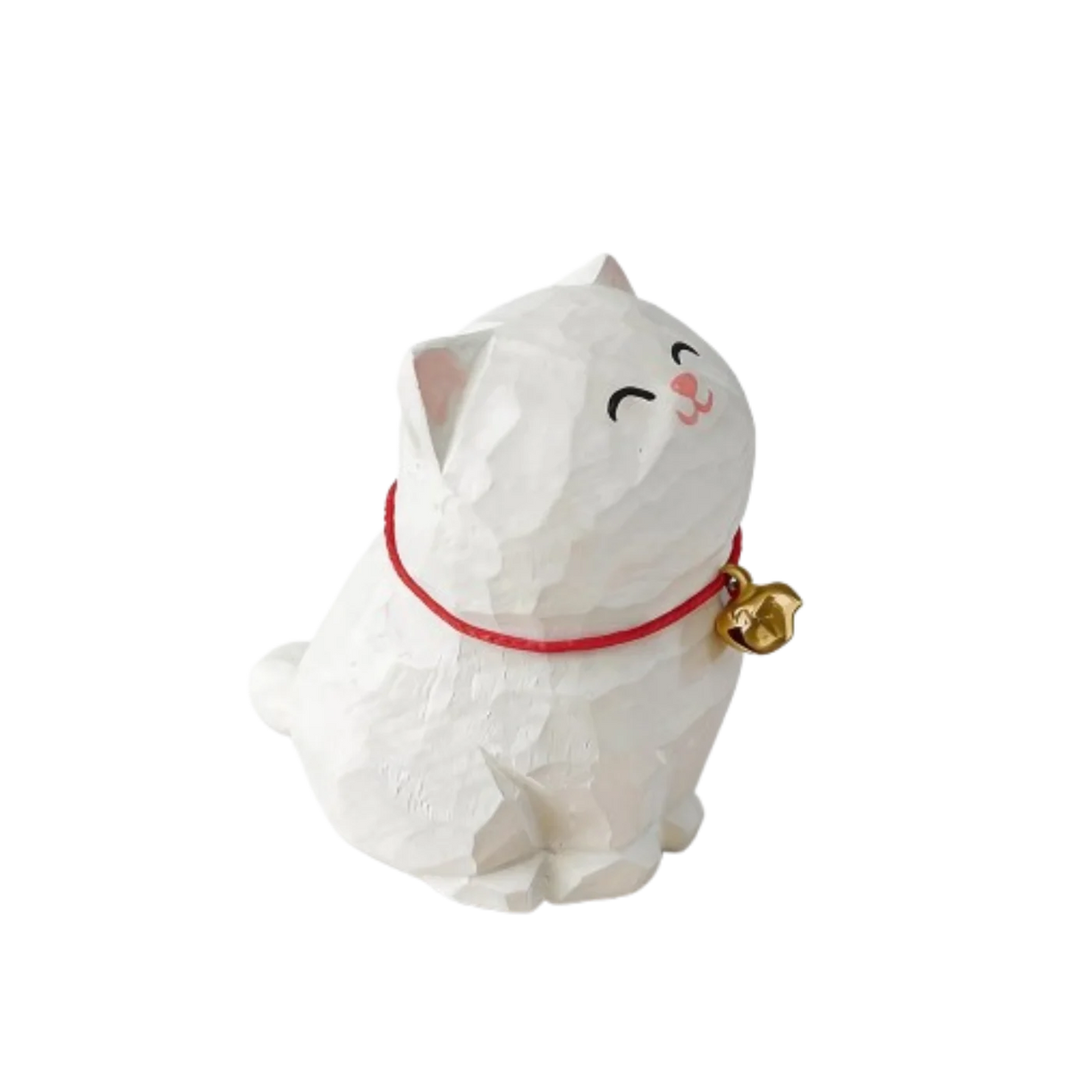 Hand Carved Wooden Cat Figurine, Artisan Solid Wood, Natural Matte By1994