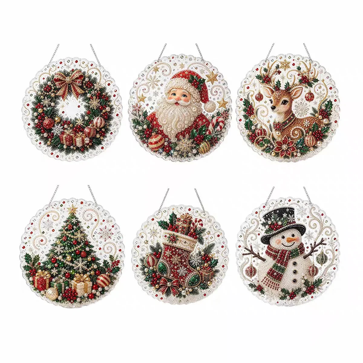 Christmas Pearl Bead Suncatcher DIY Kit, 3D Bead Art with Chain, Holiday Decor By1994