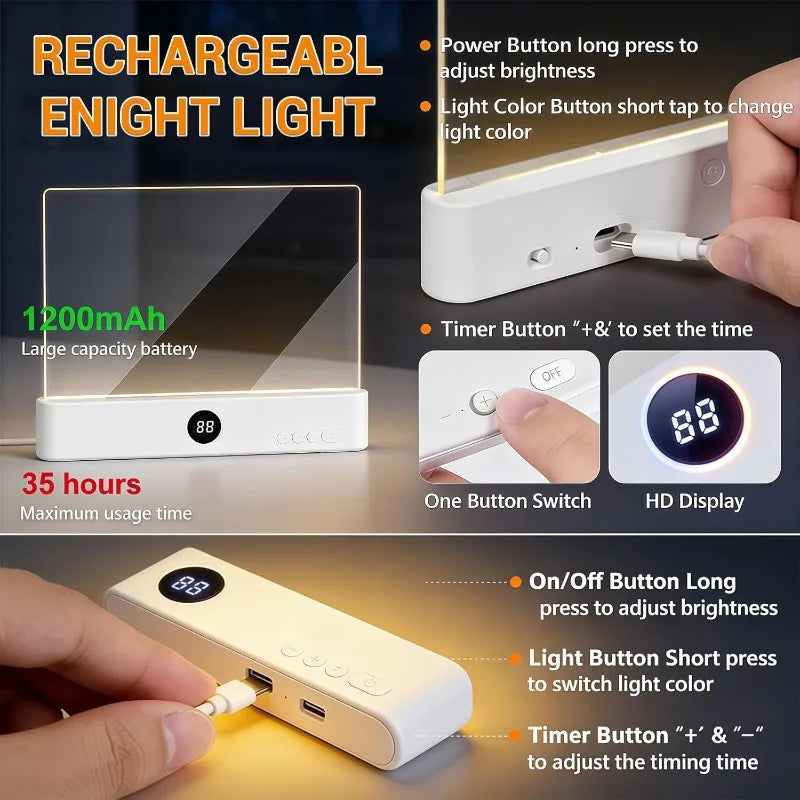 LED Book Light, Dimmable LED Reading Light 3 Color Flat Book Lamp for Reading, Rechargeable Full Page Light Smart Bookmark Light