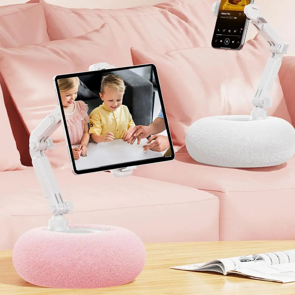 Plush Phone Holder Foldable Rotatable Car Sofa Bed Lazy Holder For Mobile Tablet Pillow Stand Adjustable For Reading On Bed