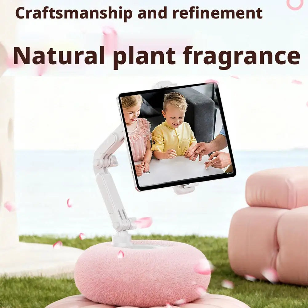 Plush Phone Holder Foldable Rotatable Car Sofa Bed Lazy Holder For Mobile Tablet Pillow Stand Adjustable For Reading On Bed
