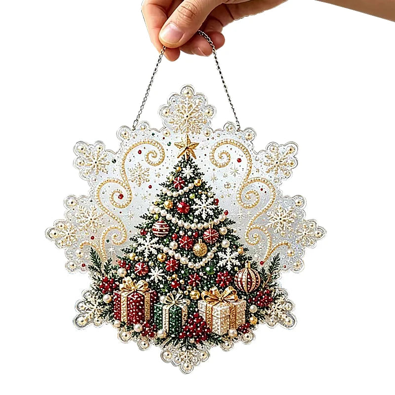 Christmas Pearl Bead Suncatcher DIY Kit, 3D Bead Art with Chain, Holiday Decor By1994