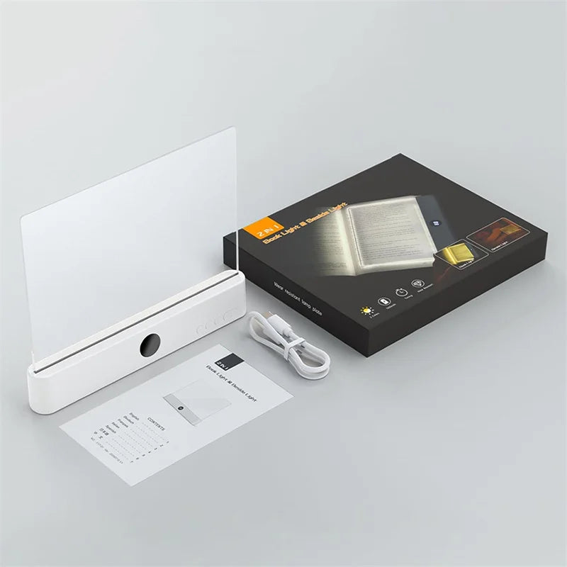 LED Book Light, Dimmable LED Reading Light 3 Color Flat Book Lamp for Reading, Rechargeable Full Page Light Smart Bookmark Light
