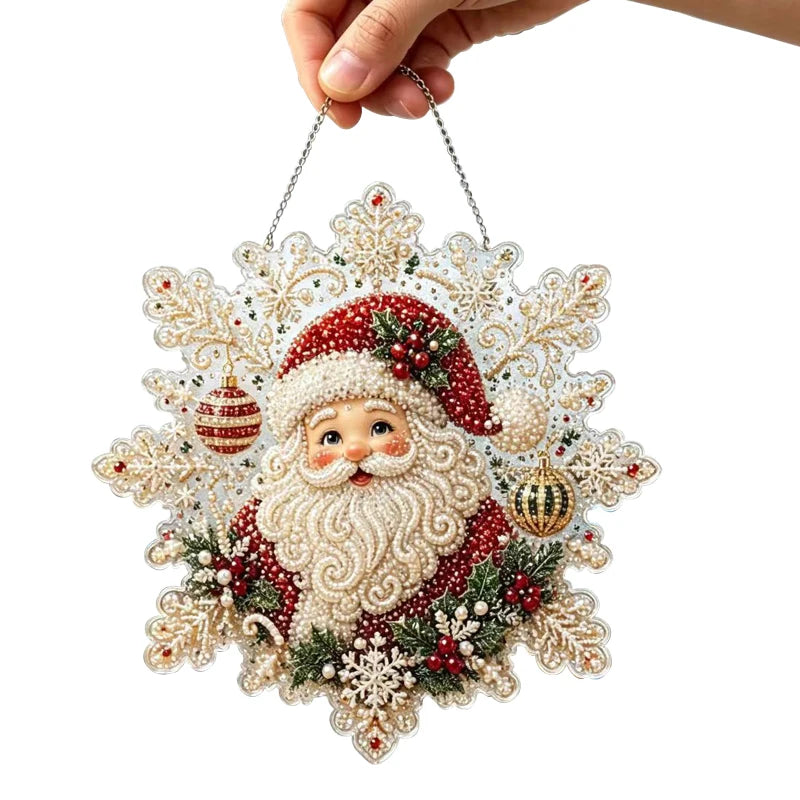 Christmas Pearl Bead Suncatcher DIY Kit, 3D Bead Art with Chain, Holiday Decor By1994