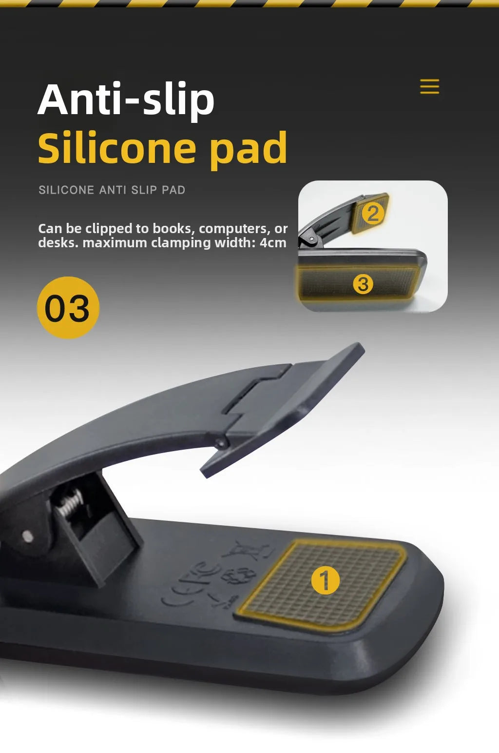 Rechargeable Eye Protection LED Clip Reading Lamp - 5 Brightness Levels, 3 Color Modes, Flexible Neck, 80H Battery Life