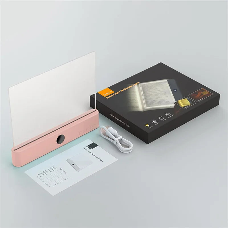 LED Book Light, Dimmable LED Reading Light 3 Color Flat Book Lamp for Reading, Rechargeable Full Page Light Smart Bookmark Light