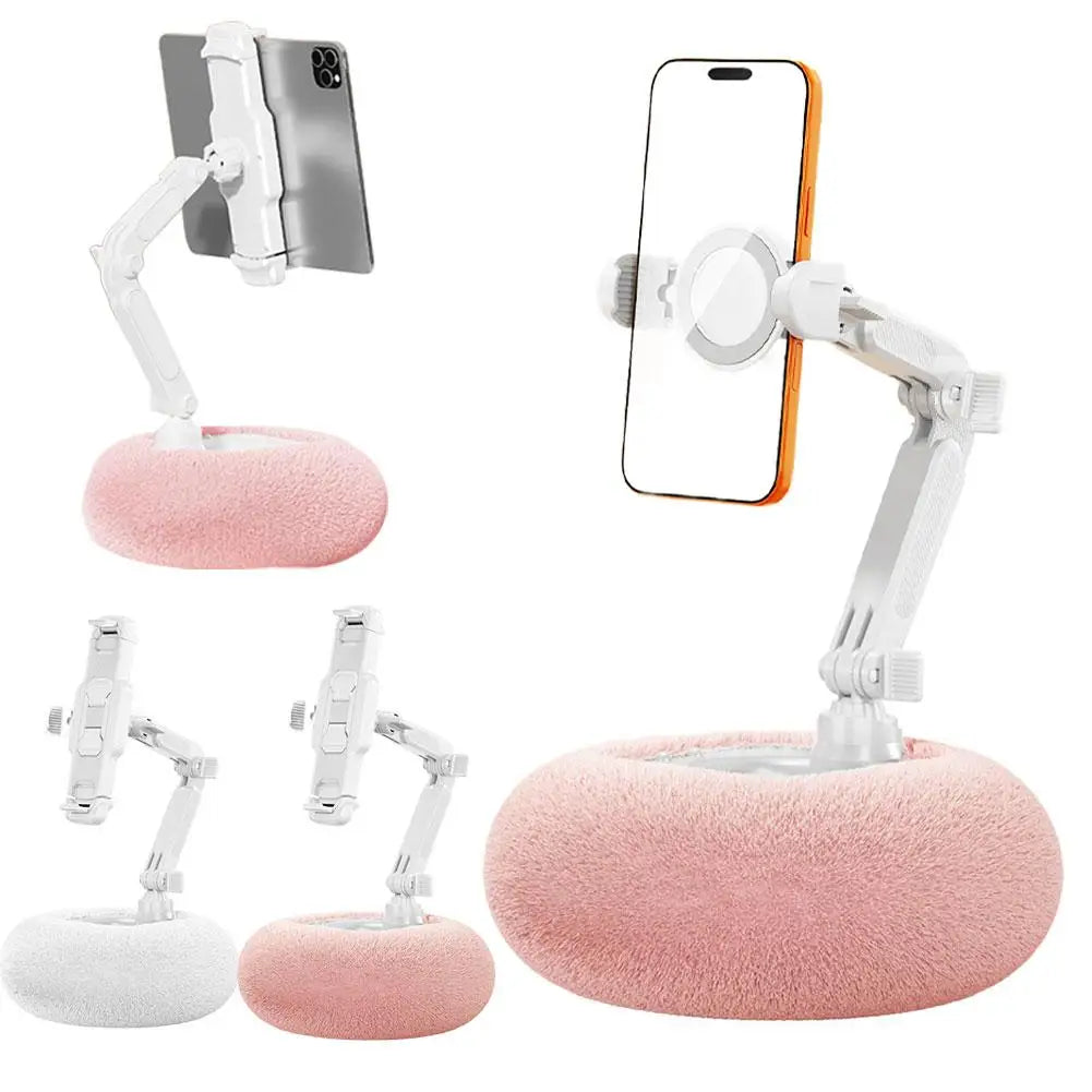 Plush Phone Holder Foldable Rotatable Car Sofa Bed Lazy Holder For Mobile Tablet Pillow Stand Adjustable For Reading On Bed