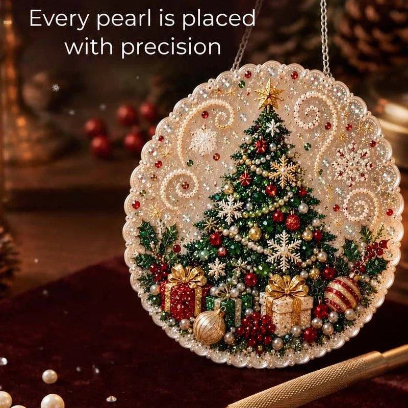 Christmas Pearl Bead Suncatcher DIY Kit, 3D Bead Art with Chain, Holiday Decor By1994
