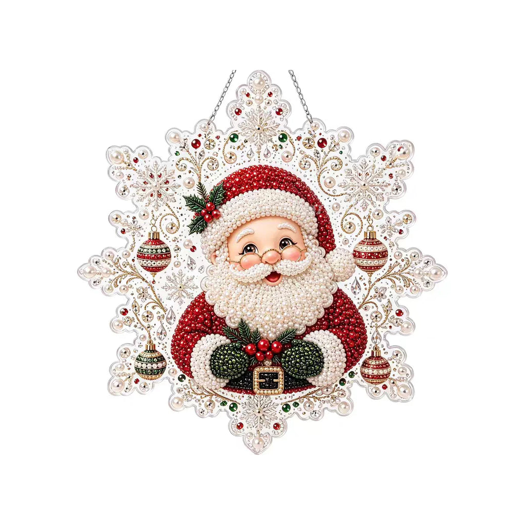 Christmas Pearl Bead Suncatcher DIY Kit, 3D Bead Art with Chain, Holiday Decor By1994