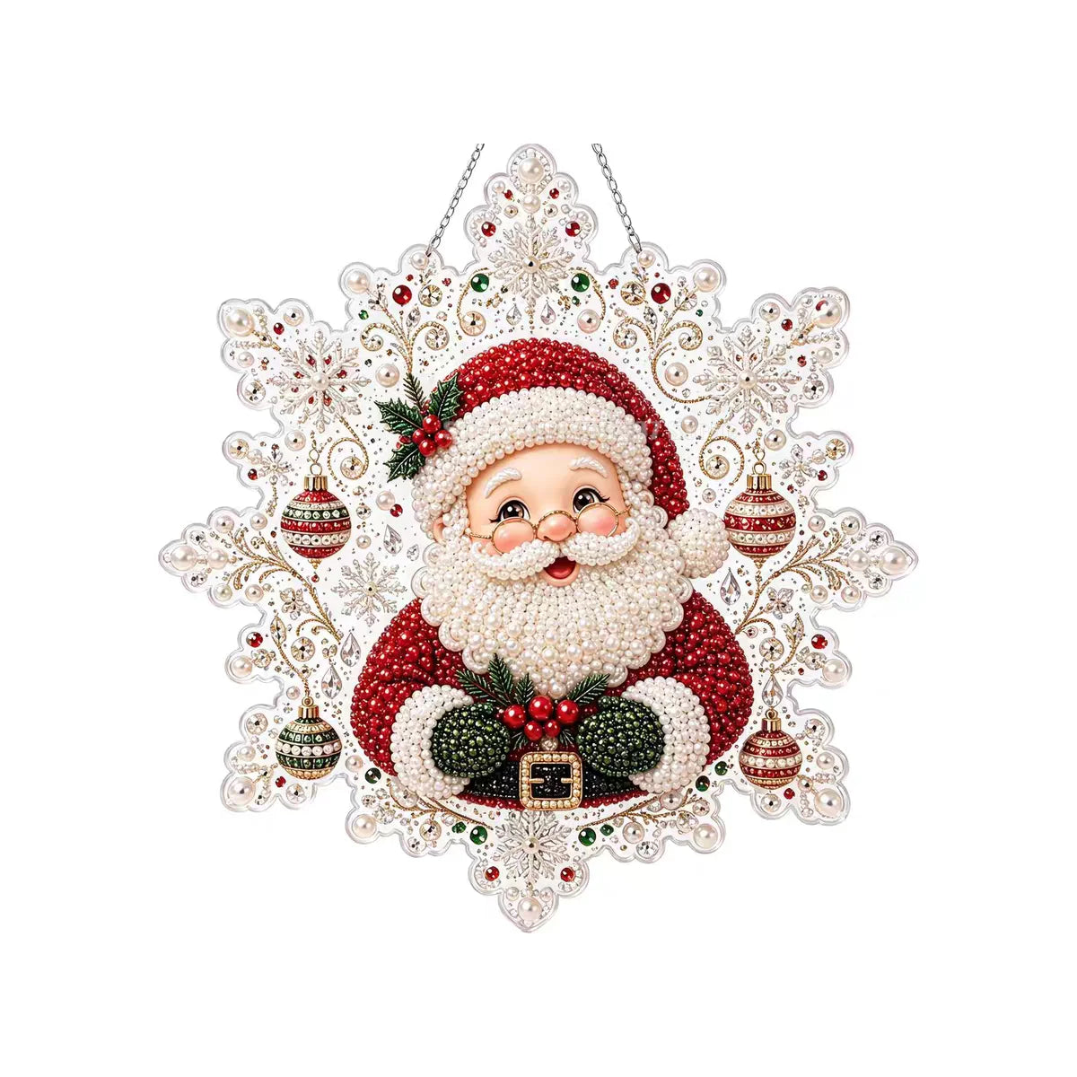 Christmas Pearl Bead Suncatcher DIY Kit, 3D Bead Art with Chain, Holiday Decor By1994