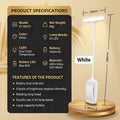 Rechargeable Eye Protection LED Clip Reading Lamp - 5 Brightness Levels, 3 Color Modes, Flexible Neck, 80H Battery Life