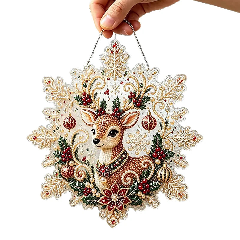 Christmas Pearl Bead Suncatcher DIY Kit, 3D Bead Art with Chain, Holiday Decor By1994
