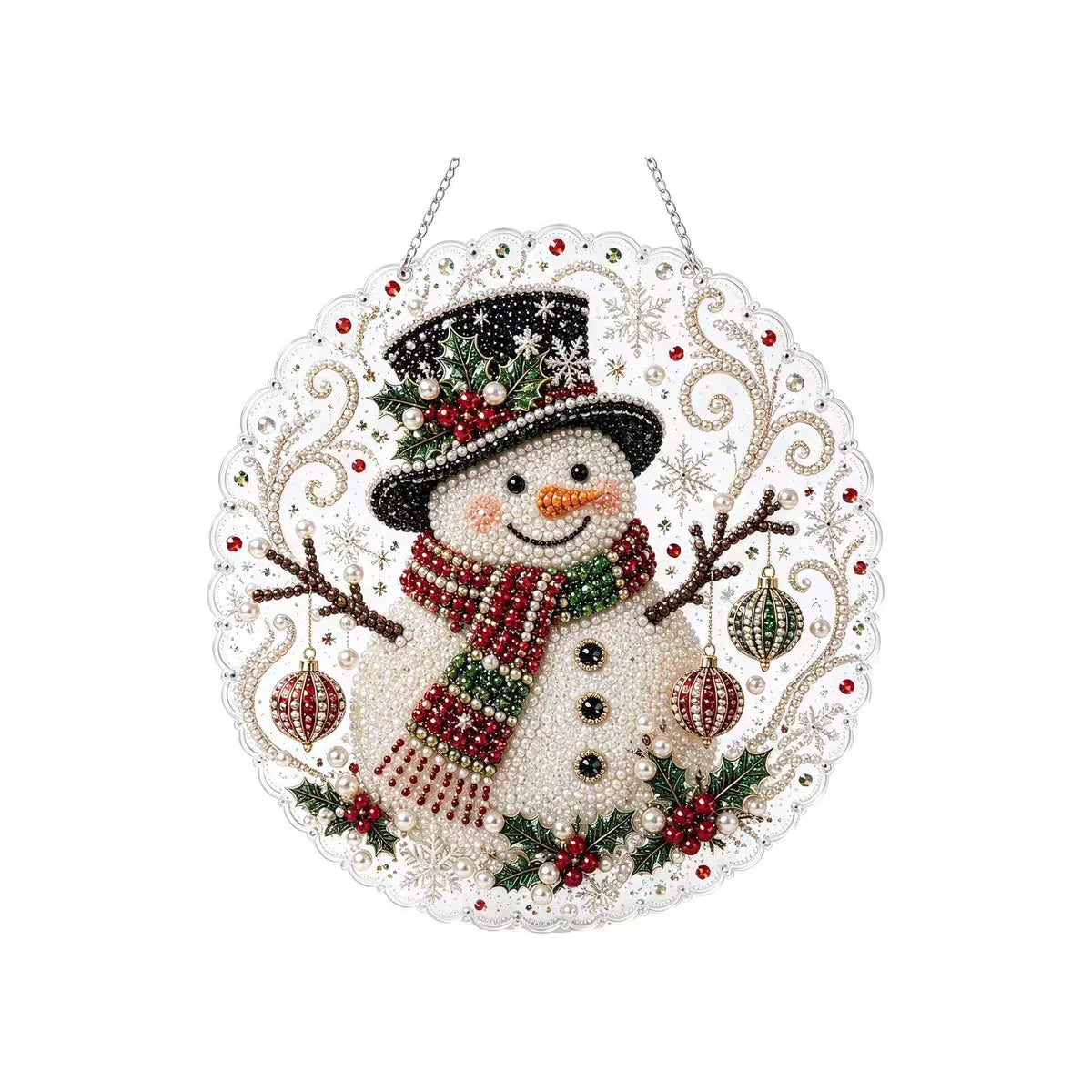 Christmas Pearl Bead Suncatcher DIY Kit, 3D Bead Art with Chain, Holiday Decor By1994