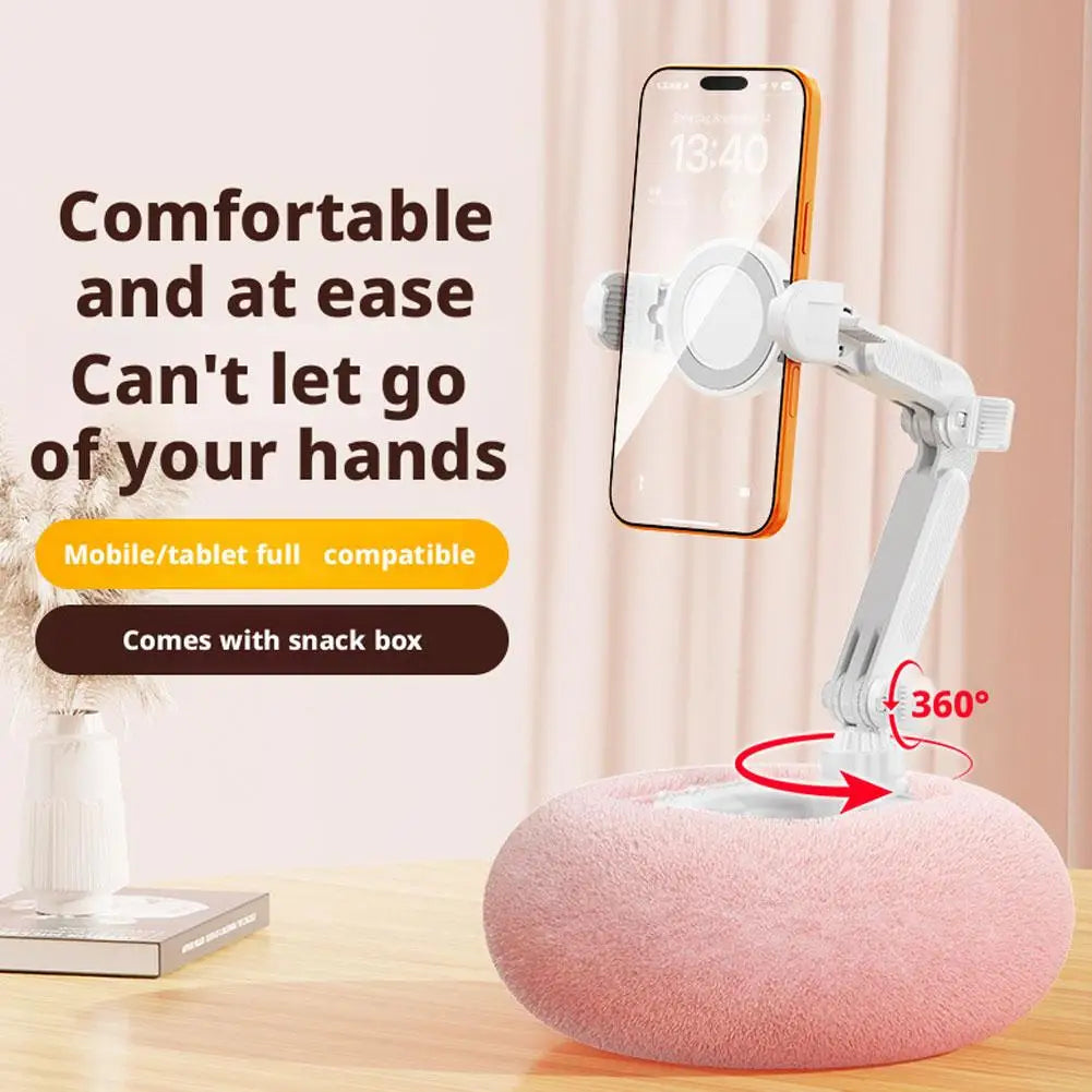 Plush Phone Holder Foldable Rotatable Car Sofa Bed Lazy Holder For Mobile Tablet Pillow Stand Adjustable For Reading On Bed