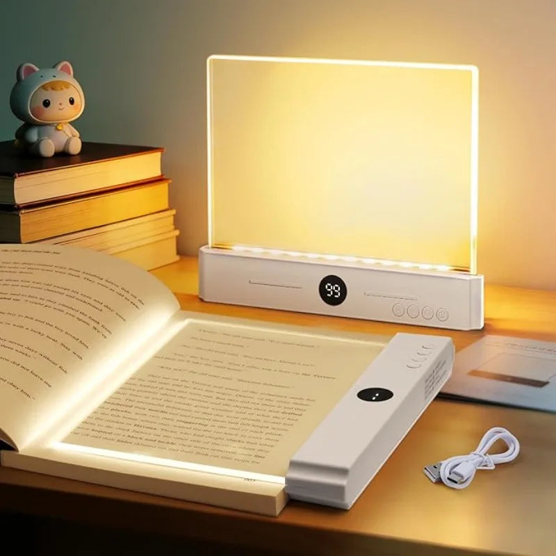 LED Book Light, Dimmable LED Reading Light 3 Color Flat Book Lamp for Reading, Rechargeable Full Page Light Smart Bookmark Light