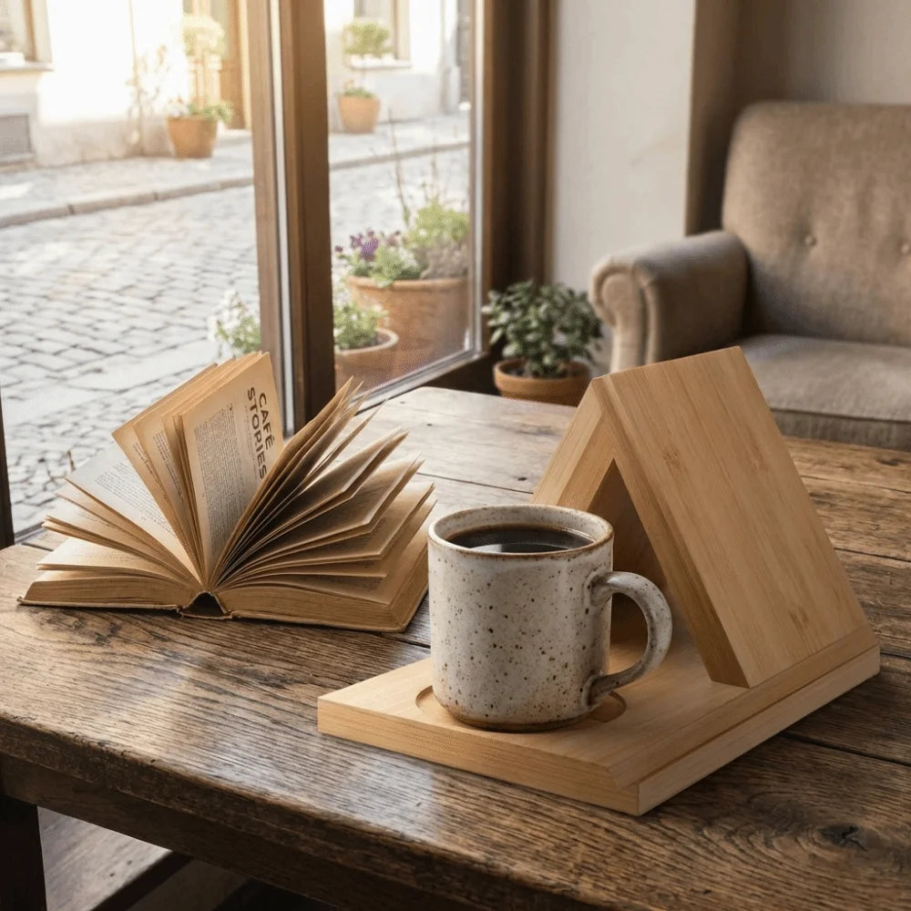 Triangle Wooden Book Holder, Solid Wood Book Rest, By1994