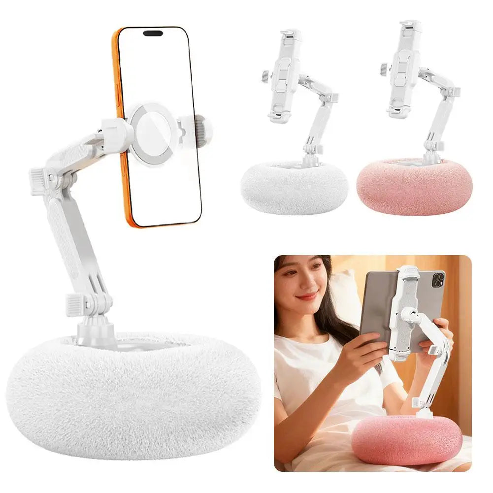 Plush Phone Holder Foldable Rotatable Car Sofa Bed Lazy Holder For Mobile Tablet Pillow Stand Adjustable For Reading On Bed