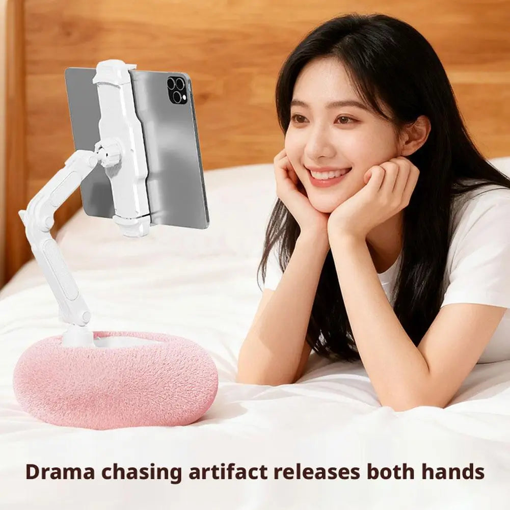 Plush Phone Holder Foldable Rotatable Car Sofa Bed Lazy Holder For Mobile Tablet Pillow Stand Adjustable For Reading On Bed